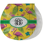 Pink Flamingo Burp Pad - Velour w/ Monogram