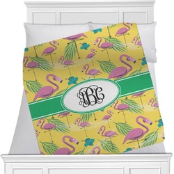 Pink Flamingo Minky Blanket - Toddler / Throw - 60"x50" - Double Sided (Personalized)