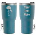 Pink Flamingo RTIC Tumbler - Dark Teal - Laser Engraved - Double-Sided (Personalized)