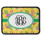 Pink Flamingo Iron On Rectangle Patch w/ Monogram