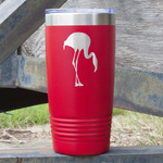 Pink Flamingo 20 oz Stainless Steel Tumbler - Red - Double Sided (Personalized)
