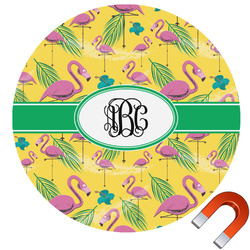 Pink Flamingo Round Car Magnet - 6" (Personalized)