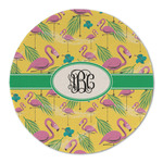 Pink Flamingo Round Linen Placemat - Single Sided (Personalized)