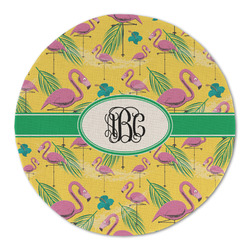 Pink Flamingo Round Linen Placemat (Personalized)