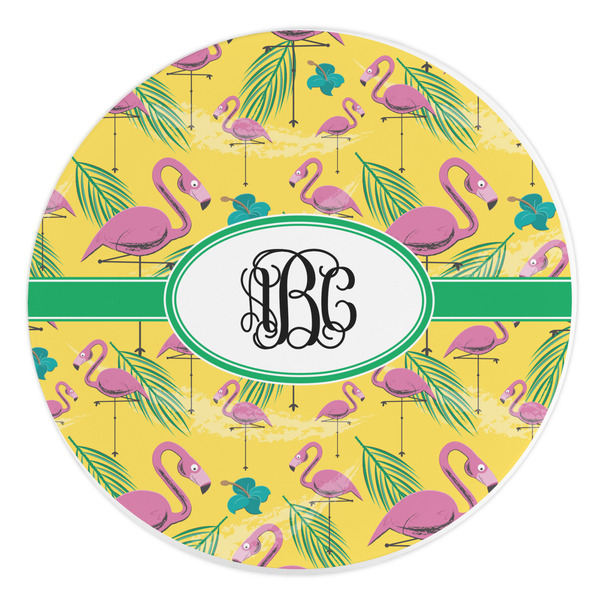 Custom Pink Flamingo Round Stone Trivet (Personalized)