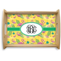 Pink Flamingo Natural Wooden Tray - Small (Personalized)