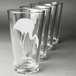 Pink Flamingo Pint Glasses - Engraved (Set of 4)