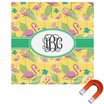 Pink Flamingo Square Car Magnet - 10" (Personalized)