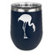 Pink Flamingo Stainless Wine Tumblers - Navy - Double Sided - Front