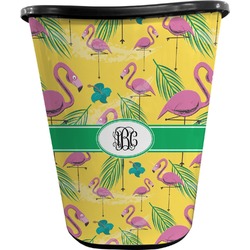 Pink Flamingo Waste Basket - Single Sided (Black) (Personalized)