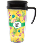 Pink Flamingo Acrylic Travel Mug with Handle (Personalized)