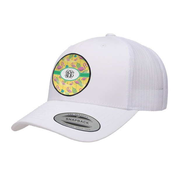 Custom Pink Flamingo Trucker Hat - White (Personalized)