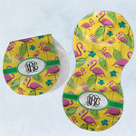 Pink Flamingo Burp Pads - Velour - Set of 2 w/ Monogram