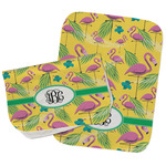 Pink Flamingo Burp Cloths - Fleece - Set of 2 w/ Monogram