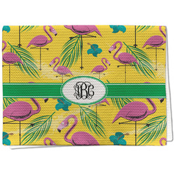Pink Flamingo Kitchen Towel - Waffle Weave - Full Color Print (Personalized)