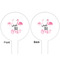 Pink Flamingo White Plastic 6" Food Pick - Round - Double Sided - Front & Back