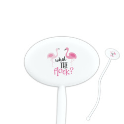 Pink Flamingo 7" Oval Plastic Stir Sticks - White - Single Sided