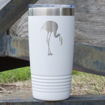 Pink Flamingo 20 oz Stainless Steel Tumbler - White - Double Sided (Personalized)