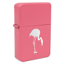 Pink Flamingo Windproof Lighter - Pink - Double Sided & Lid Engraved