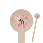 Pink Flamingo 6" Round Wooden Food Picks - Single Sided