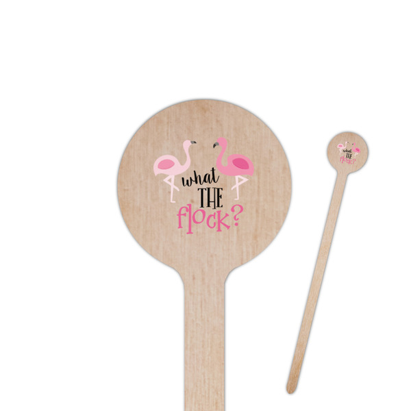 Custom Pink Flamingo 7.5" Round Wooden Stir Sticks - Double Sided