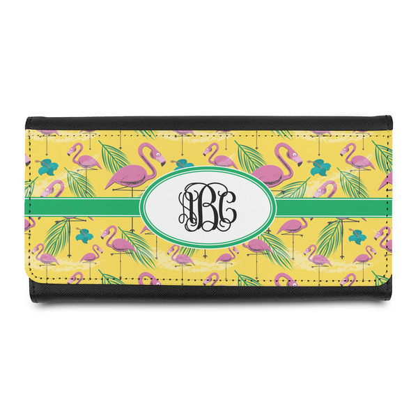 Custom Pink Flamingo Leatherette Ladies Wallet (Personalized)