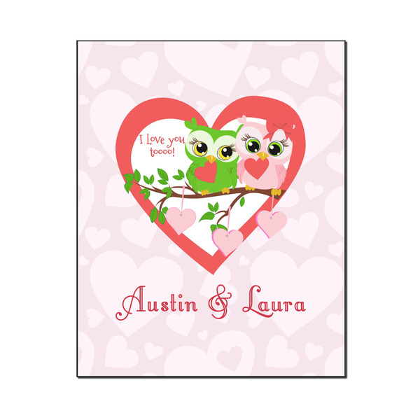 Custom Valentine Owls Wood Print - 16x20 (Personalized)