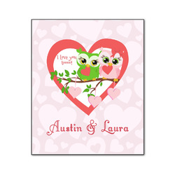 Valentine Owls Wood Print - 20x24 (Personalized)