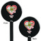 Valentine Owls Black Plastic 5.5" Stir Stick - Double Sided - Round - Front & Back