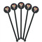 Valentine Owls Black Plastic 5.5" Stir Stick - Round - Fan View