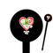 Valentine Owls Black Plastic 6" Food Pick - Round - Closeup