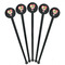 Valentine Owls Black Plastic 7" Stir Stick - Round - Fan View