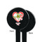 Valentine Owls Black Plastic 7" Stir Stick - Single Sided - Round - Front & Back