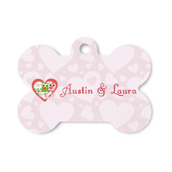 Valentine Owls Bone Shaped Dog ID Tag - Small (Personalized)