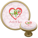 Valentine Owls Cabinet Knob - Gold (Personalized)