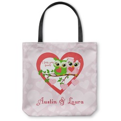 Valentine Owls Canvas Tote Bag - Large - 18"x18" (Personalized)