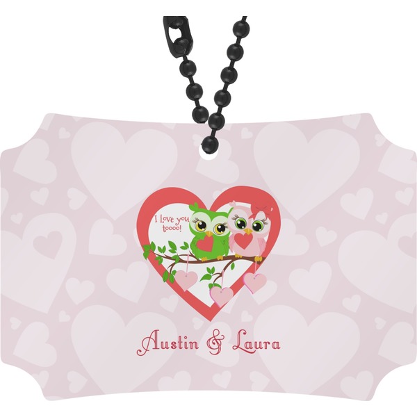 Custom Valentine Owls Rear View Mirror Ornament (Personalized)