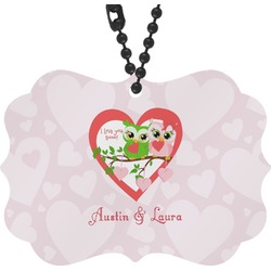 Valentine Owls Rear View Mirror Charm (Personalized)