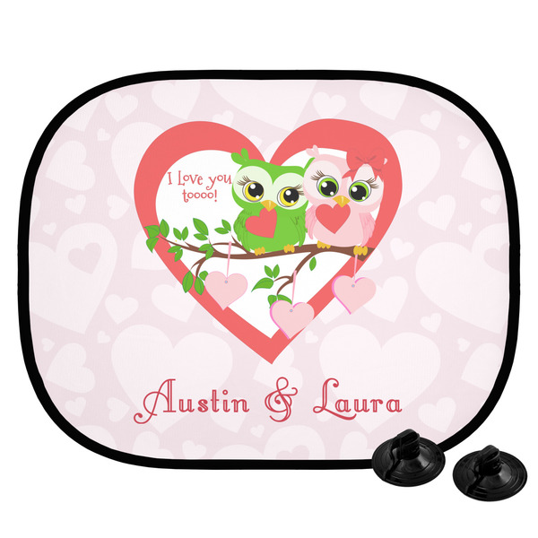 Custom Valentine Owls Car Side Window Sun Shade (Personalized)