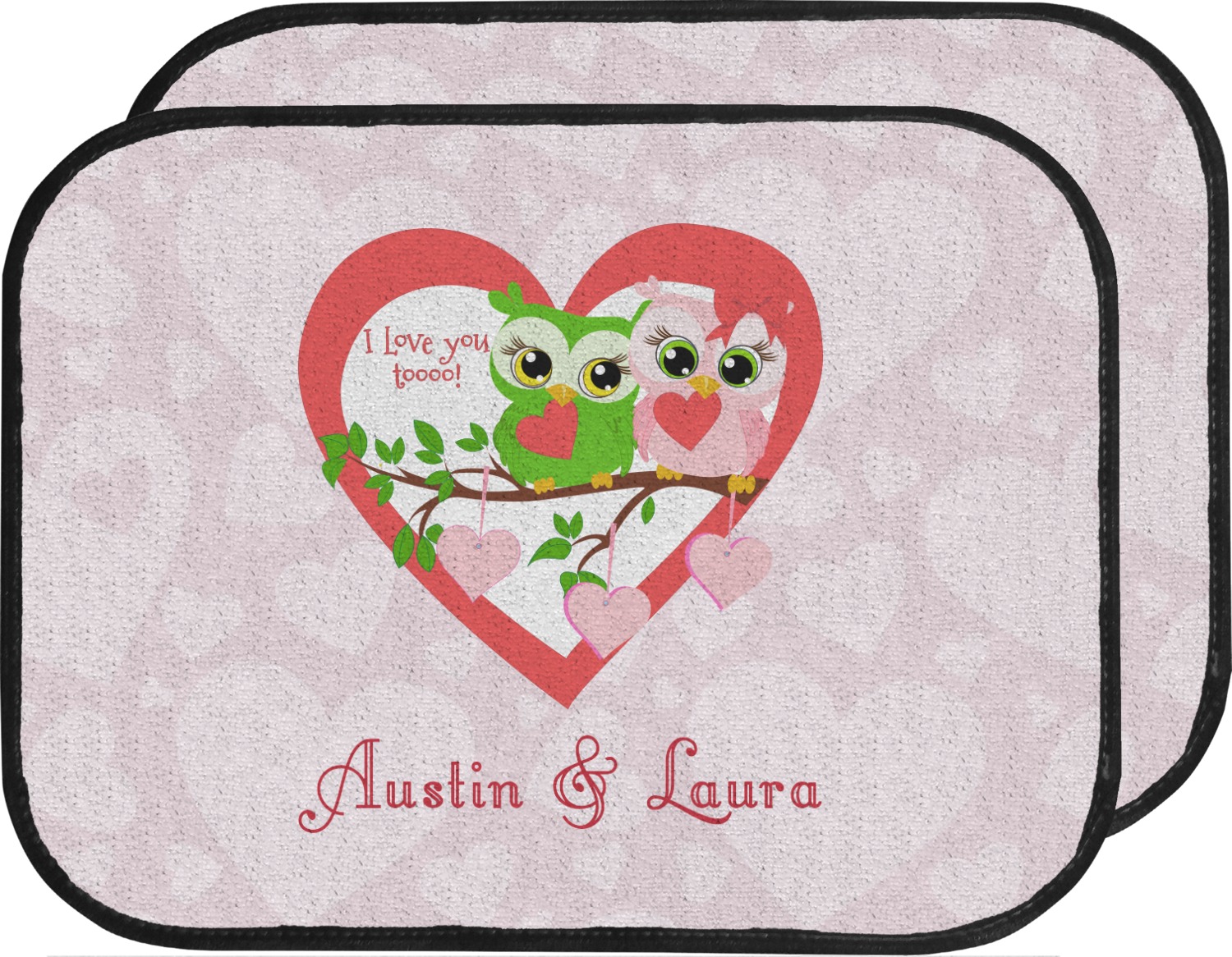 Valentine Owls Car Floor Mats Back Seat Personalized