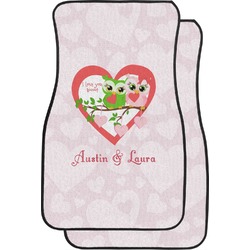 Valentine Owls Car Floor Mats (Front Seat) (Personalized)