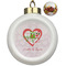 Valentine Owls Ceramic Christmas Ornament - Poinsettias (Front View)