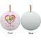 Valentine Owls Ceramic Flat Ornament - Circle Front & Back (APPROVAL)