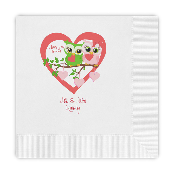 Custom Valentine Owls Embossed Decorative Napkins (Personalized)