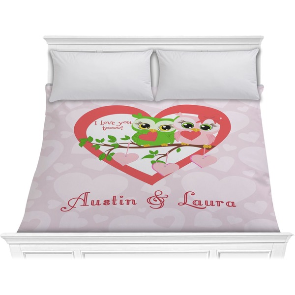 Custom Valentine Owls Comforter - King (Personalized)