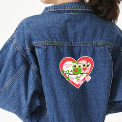 Valentine Owls Twill Iron On Patch - Custom Shape - X-Large