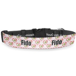 Valentine Owls Deluxe Dog Collar - Large (13" to 21") (Personalized)
