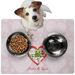 Valentine Owls Dog Food Mat - Medium w/ Couple's Names