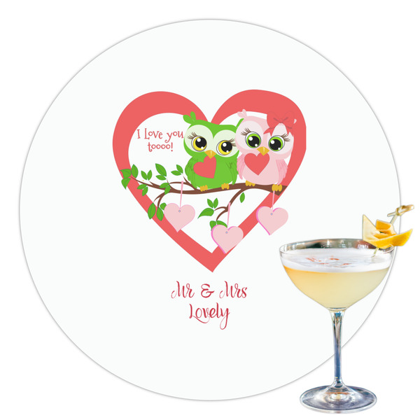 Custom Valentine Owls Printed Drink Topper - 3.5" (Personalized)