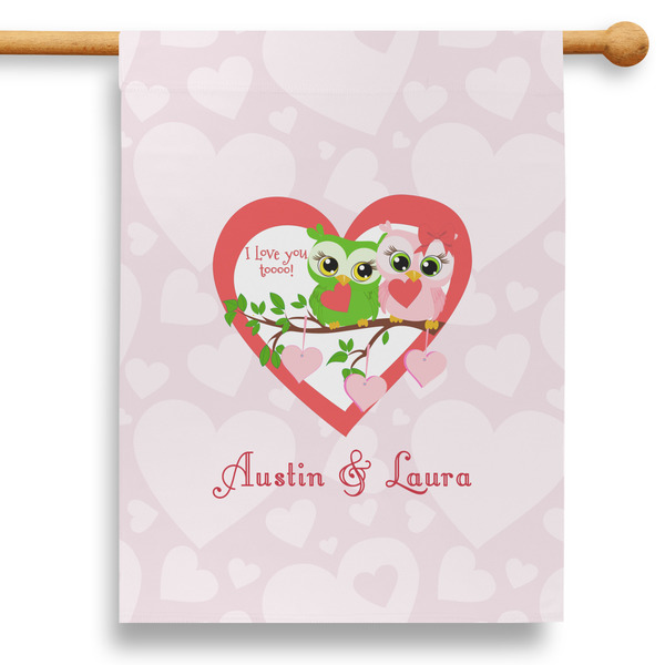 Custom Valentine Owls 28" House Flag - Double Sided (Personalized)